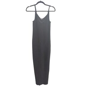James Perse Ribbed V-Neck Maxi Dress Black Sleeveless Slim Fit Size 1